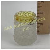 Hobnail Glass Container with Yellow Rim