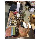 Fur Stole, Basket, Fireplace Logs, Lamp, Miche Bag