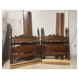 2 carved wood twin bed frames, pineapple design
