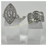 .925 Marked Sterling Silver ring with clear stones