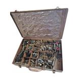 Metal Box Rusted With Dividers Filled With Bolts