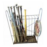 Metal Rack With Bats & Tennis Racket