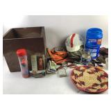 Wooden Box, Clamps, Maxwell House Containers