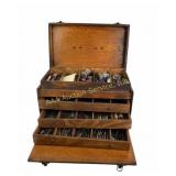 Wooden Tool Chest With Tools