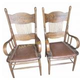 Shaker Style Wooden Chair (2) with Leather Seat