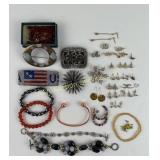 Costume Jewelry: Bronze tone pin, rhinestone pin,