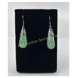 Pair Sterling and Jade earrings