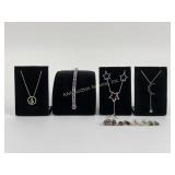 Sterling Silver .925 Black stone moon necklace 2.6