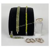 Sterling Silver .925 Green stone bracelet 20.38g