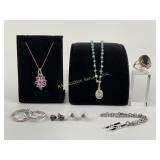 .925 Sterling Silver purple stone necklace 4.23g