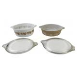 4 pc. Pyrex Sandalwood Ivy Casserole Dishes & Lids