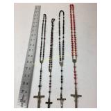 Crucifixion Rosary Beads; Red, Dark Red, Black