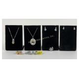 Sterling Silver .925 Green stone necklace 5.52g TW