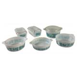 9 pc. Pyrex Amish Butterprint Dishes & Lids