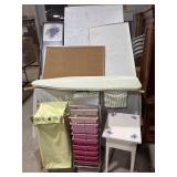 Whiteboards, hamper, ironing board, storage
