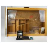 Bulova Patriot Watch, Wooden Display Case, Camel T
