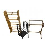 Quilt Rack, fireplace stand, tools, shoerack