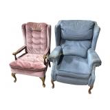 2 armchairs, one reclines