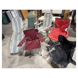 folding lawnchairs, camping chairs, 6 total