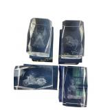 Crystal Glass Blocks with Etched Designs
