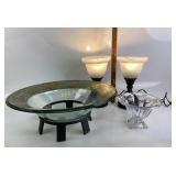 Centerpiece Glass Bowl, Table Lamps, Bohemian Crys