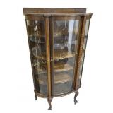 Curved glass curio cabinet hutch