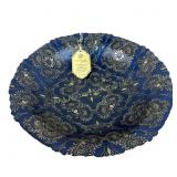 Blue Etched Glass Bowl