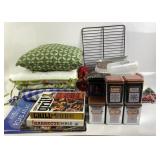 Cookbooks, Tea Tins, Placemats, Runner, Pillow