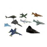 8 Diecast Fighter Jets & Helicopter
