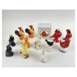12 pie birds: crows, roosters, cardinals