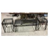 Matching metal and glass side, coffee table set