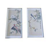 2 framed Chinese watercolor bird paintings