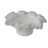 Milk Glass Bowl with Ruffled Edge