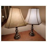(2) Brass Table Lamps With Shades