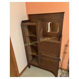 Wooden Cabinet with Mirror, Glass Door