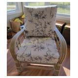 Rattan Armchair With Bamboo Print upholstered Cush