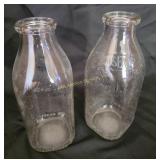 Glass milk Bottles one Marked Servo