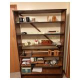 Wood Bookshelf With Office Supplies