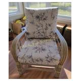 Rattan Armchair With Bamboo Print upholstered Cush