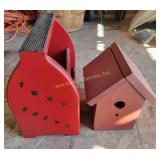 Red Wooden shoe shine tote, Decorative Birdhouse