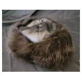 Pappas Furs Leather Hat with Fur Trim