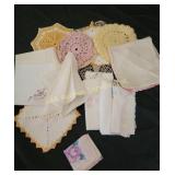 Crochet Doilies, Embroidered Linens, handkerchiefs