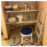 Towels, Step Stool, Step Ladder, Trash Bins