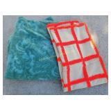Acrylic Blanket ï¿½ Green Abstract, Orange Checkered
