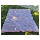 Mariposa Wool Blanket, Pink Satin Trim