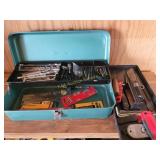 Metal Tool Box, Drill Bits, Hand Tools