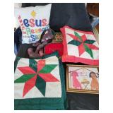 Christmas Textiles, Pillows, Framed Artwork