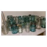 Glass Mason Jars some with Wire Bail Closures, var
