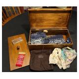 Wooden Box with Rose Design, Textiles