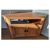 Oak Corner Media Cabinet With Storage